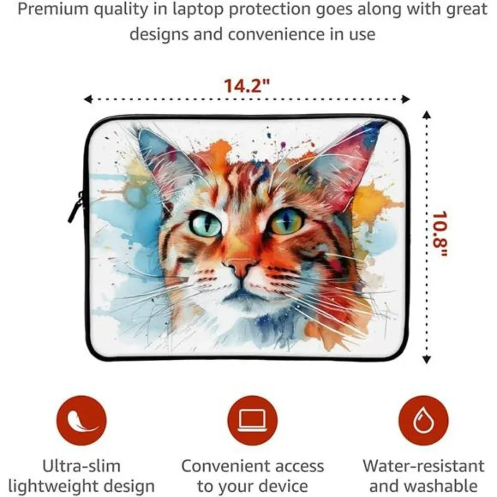 Abstract Cat Art 2-Sided Print Mac Book Air 14